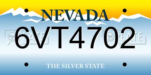 6VT4702 Nevada License Plate