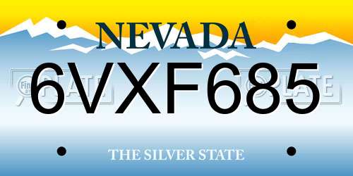 6VXF685 Nevada License Plate