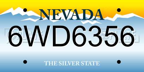 6WD6356 Nevada License Plate