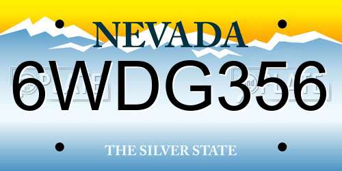 6WDG356 Nevada License Plate