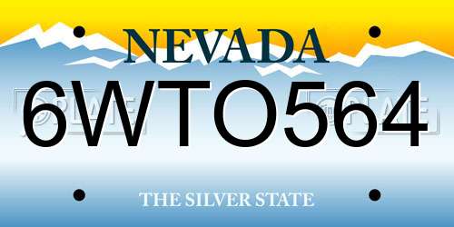 6WTO564 Nevada License Plate