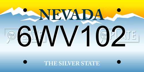 6WV102 Nevada License Plate