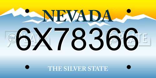 6X78366 Nevada License Plate