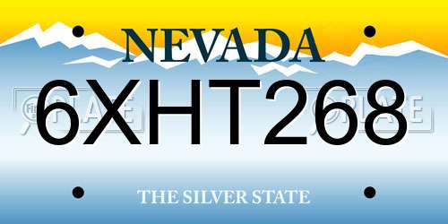 6XHT268 Nevada License Plate
