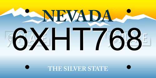 6XHT768 Nevada License Plate