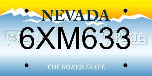 6XM633 Nevada License Plate