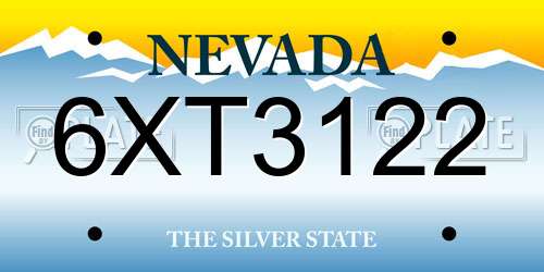 6XT3122 Nevada License Plate