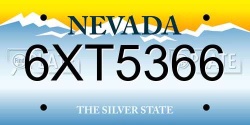 6XT5366 Nevada License Plate