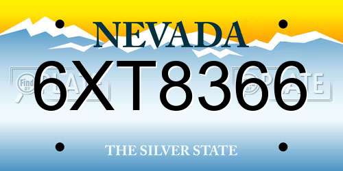 6XT8366 Nevada License Plate