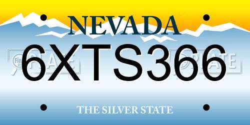 6XTS366 Nevada License Plate