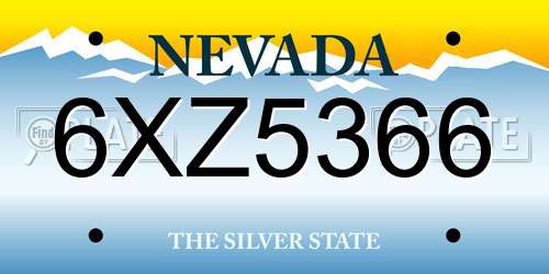 6XZ5366 Nevada License Plate