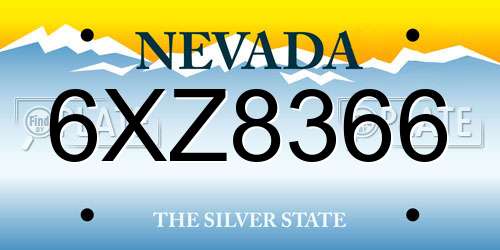 6XZ8366 Nevada License Plate