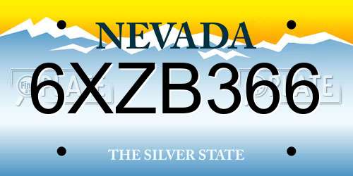 6XZB366 Nevada License Plate