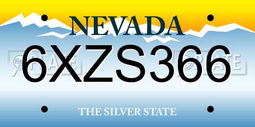 6XZS366 Nevada License Plate