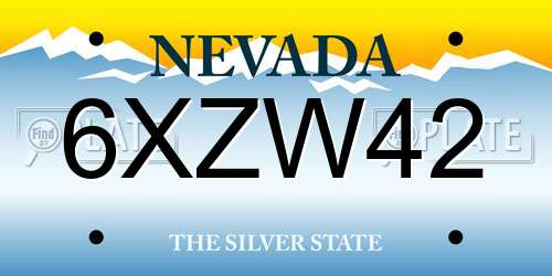 6XZW42 Nevada License Plate