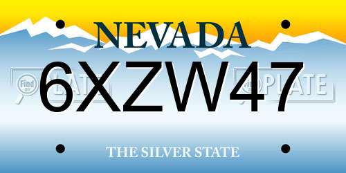 6XZW47 Nevada License Plate