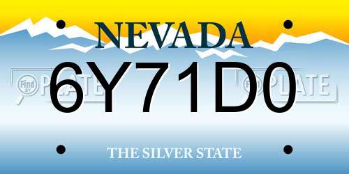 6Y71D0 Nevada License Plate