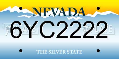 6YC2222 Nevada License Plate