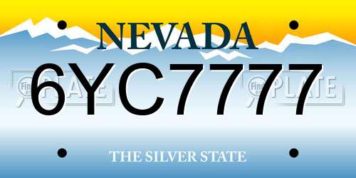 6YC7777 Nevada License Plate
