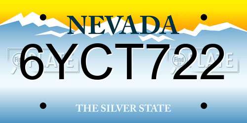6YCT722 Nevada License Plate