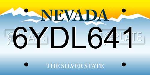 6YDL641 Nevada License Plate