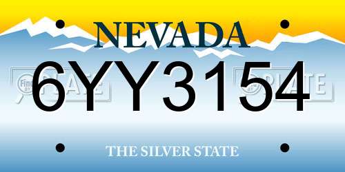6YY3154 Nevada License Plate