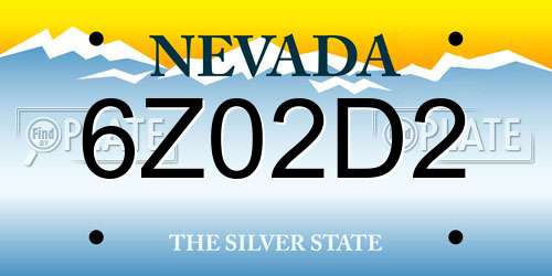 6Z02D2 Nevada License Plate