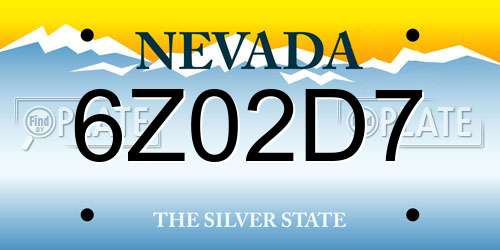 6Z02D7 Nevada License Plate