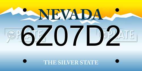 6Z07D2 Nevada License Plate