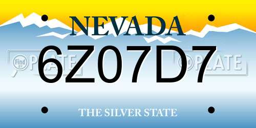 6Z07D7 Nevada License Plate