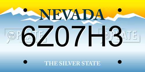 6Z07H3 Nevada License Plate