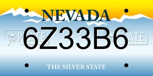 6Z33B6 Nevada License Plate
