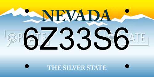 6Z33S6 Nevada License Plate