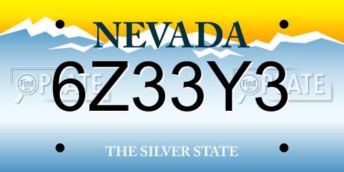 6Z33Y3 Nevada License Plate