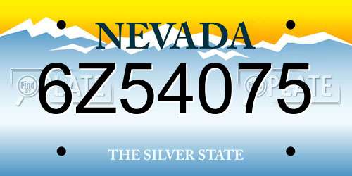 6Z54075 Nevada License Plate