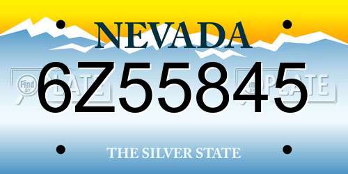 6Z55845 Nevada License Plate