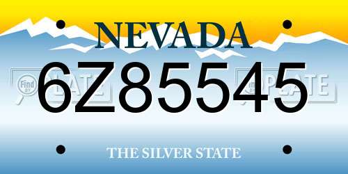 6Z85545 Nevada License Plate
