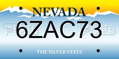 6ZAC73 Nevada License Plate