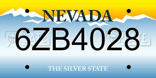 6ZB4028 Nevada License Plate