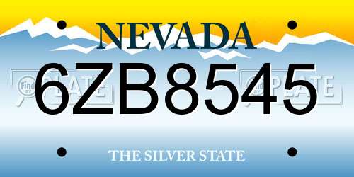 6ZB8545 Nevada License Plate
