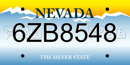 6ZB8548 Nevada License Plate