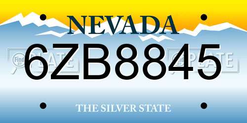 6ZB8845 Nevada License Plate