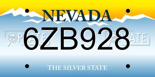 6ZB928 Nevada License Plate