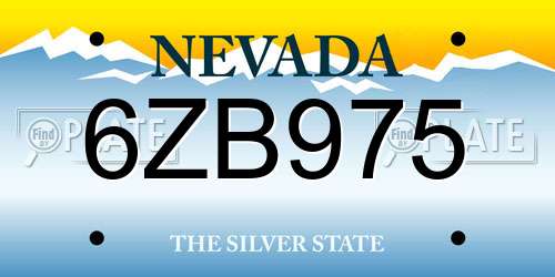 6ZB975 Nevada License Plate