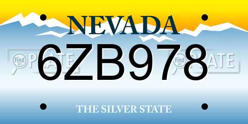 6ZB978 Nevada License Plate