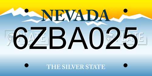 6ZBA025 Nevada License Plate