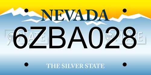 6ZBA028 Nevada License Plate