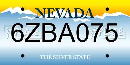 6ZBA075 Nevada License Plate