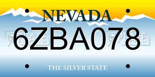 6ZBA078 Nevada License Plate