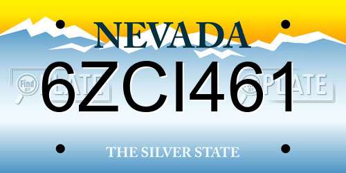 6ZCI461 Nevada License Plate